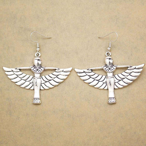 Long Dangle Earrings - Isis Angel Isis Wings