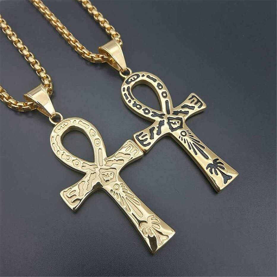 18k Gold Ankh Key Pendant with Multi-colored Stones | Egyptian jewelry,  Mother of pearl jewelry, Cartouche necklace