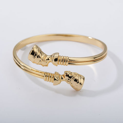 Egyptian Cuff Bracelet - Golden Queen Nefertiti