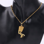 Gold Nefertiti Pendant - Egyptian Style necklace