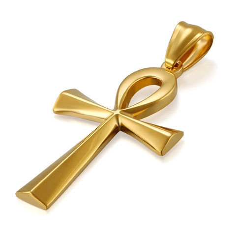 Golden Ankh Necklace - Egyptian Cross Men's Pendant