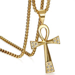 Crystal Ankh Necklace - Egyptian Silver & Gold Pendant