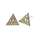 Pyramid Studs Earring - Eye of Horus Light Yellow Gold Color