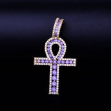 Ankh Cross Necklace gold-purple color