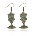 Nefertiti Bust Earrings - Egyptian Dangles Green