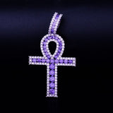 Ankh Cross Necklace silver-purple color