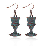 Nefertiti Bust Earrings - Egyptian Dangles Blue