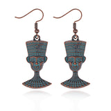 Nefertiti Bust Earrings - Egyptian Dangles Blue
