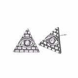 Pyramid Studs Earring - Eye of Horus Rhodium Plated