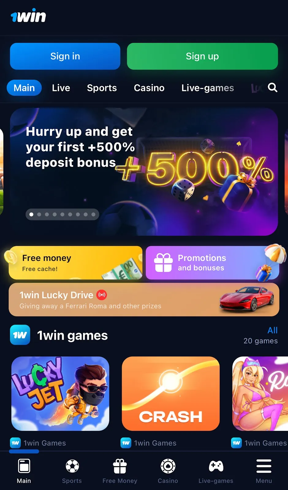 1win bonuses mobile